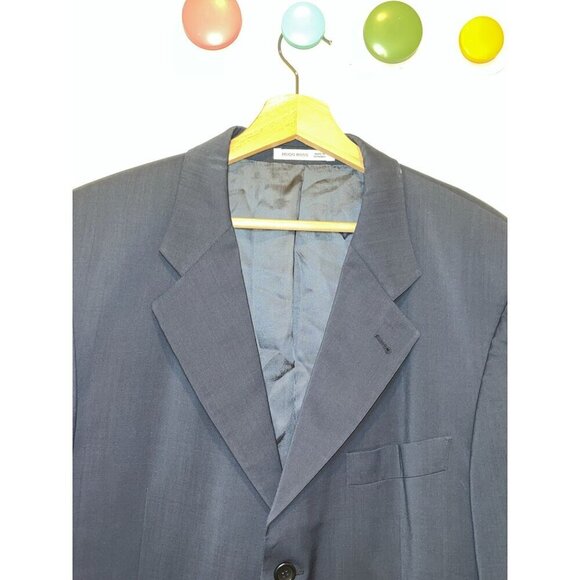 Hugo Boss Mens Wool Navy Blue Blazer Jacket 3-Button Front Sz 42R - Picture 2 of 8